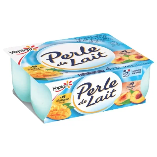 Yaourt fruits jaunes pêche mangue brassé