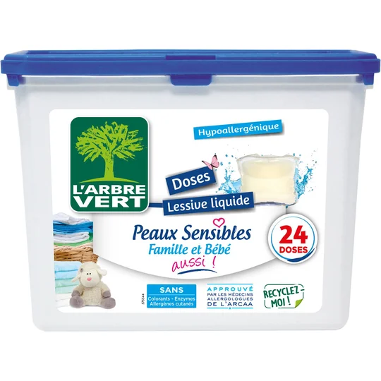 Lessive capsule peaux sensibles hypoallergénique