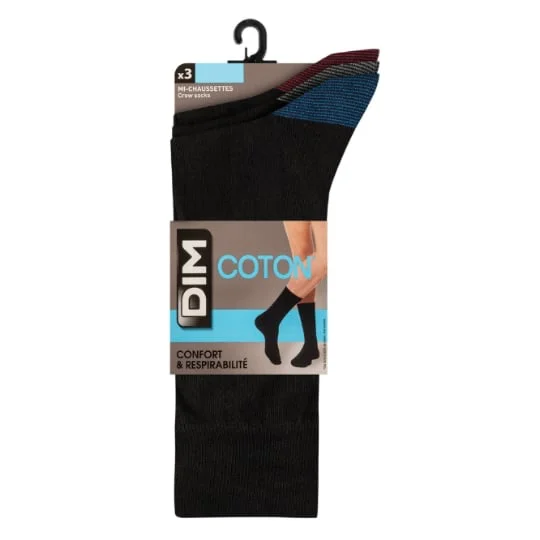 Mi-chaussettes homme noir coton T43/46