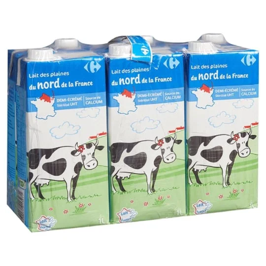 Lait Demi-Ecreme Stérilisé UHT Calcium du Nord de la France