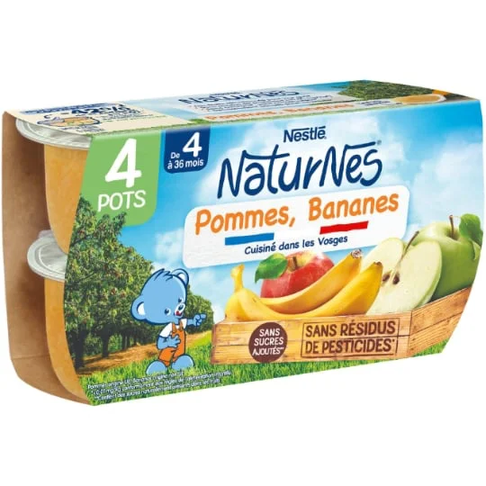 Compotes bébé dès 4/6 mois, pommes bananes