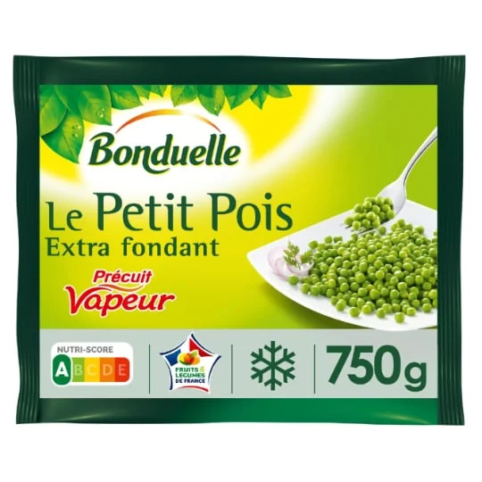 Petits pois extra-fondants précuits à la vapeur
