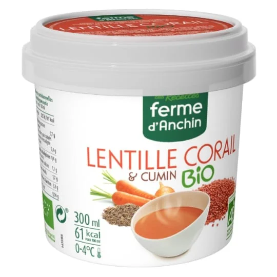 Soupe Bio lentille corail et cumin