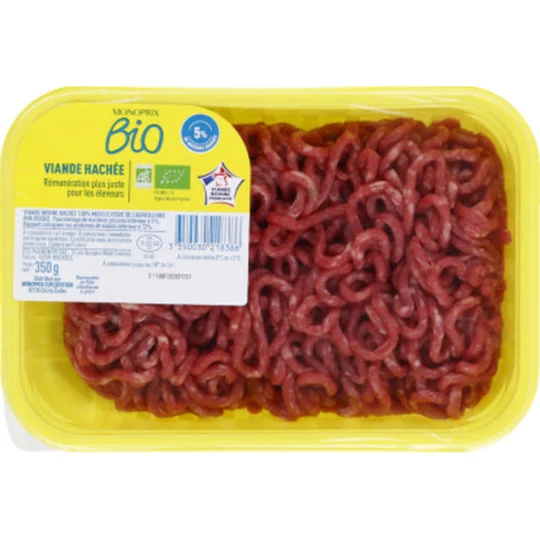 Viande hachée de boeuf façon bouchère 5% mat. gr. Bio