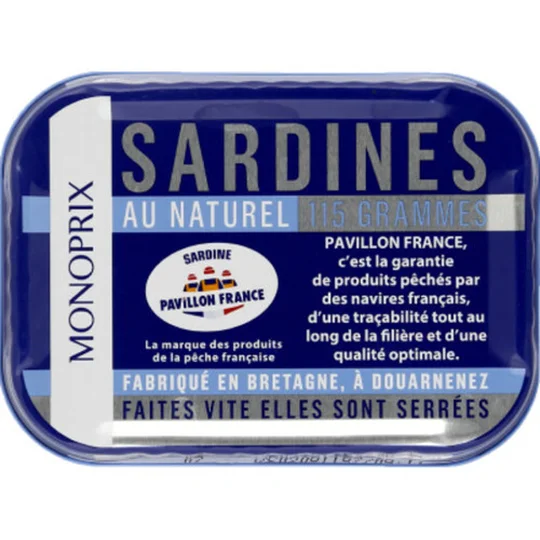 Sardines au Naturel Pavillon France