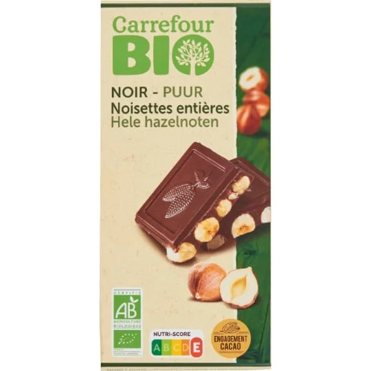 Chocolat noir noisettes entières