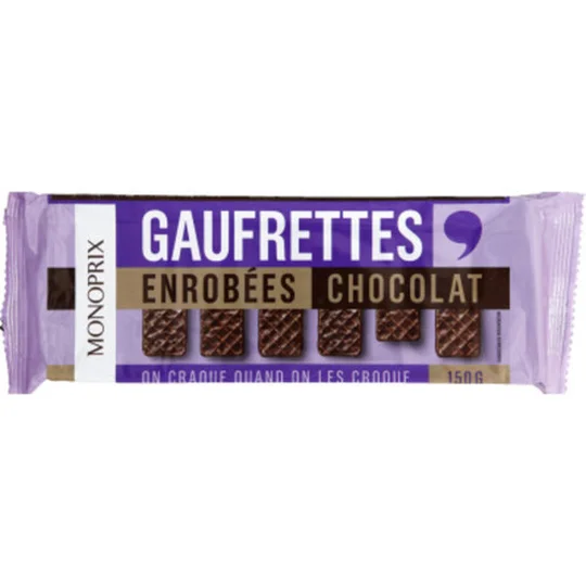 Gaufrettes enrobées chocolat