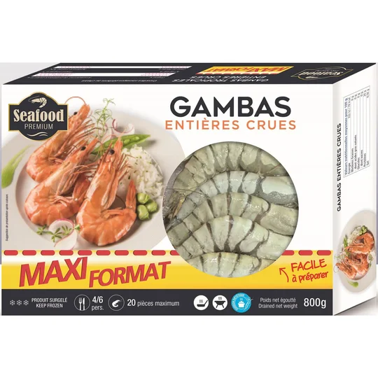 Gambas tropicales entières crues
