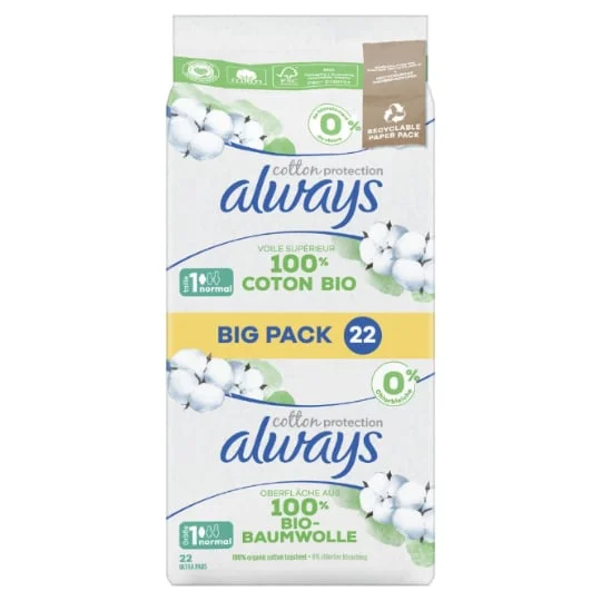 Serviette Hygiénique Avec Ailettes Cotton Protection Normal Taille 1