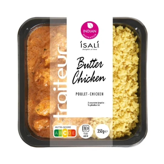 Plat cuisiné indien Butter Chicken et riz Pilau