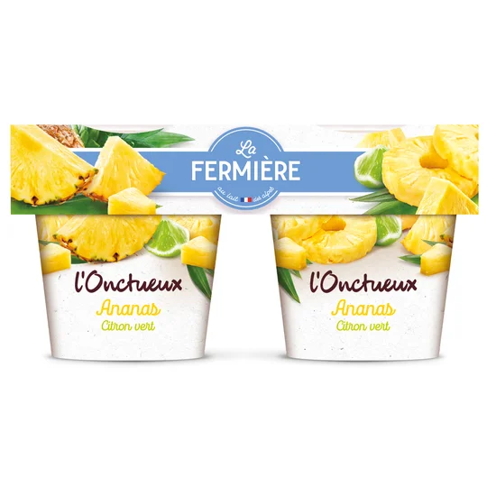 Yaourt onctueux ananas citron vert
