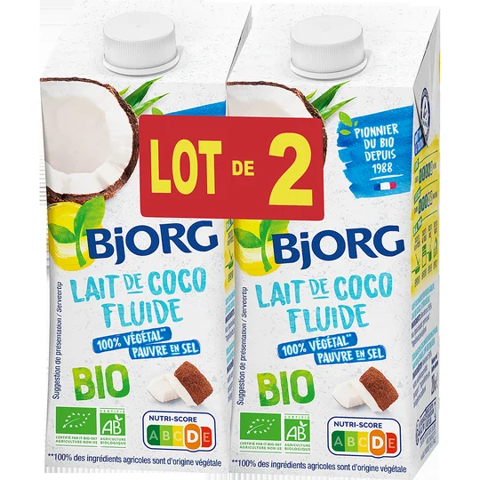 Lait de coco fluide cuisine bio