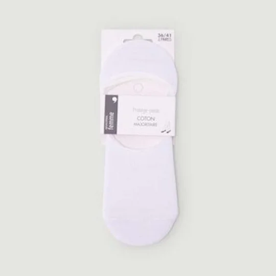 Monoprix Femme Protège-Pieds En Coton Blancs TU