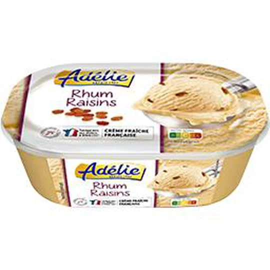 Crème glacée rhum raisins