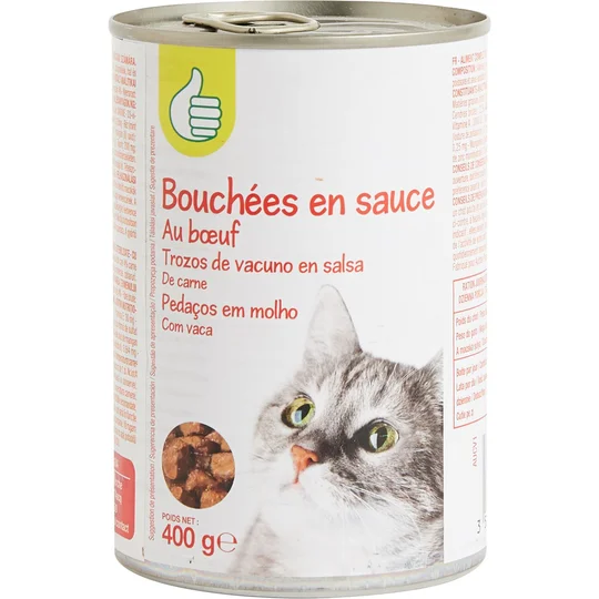 Bouchées en sauce au boeuf boite pour chat