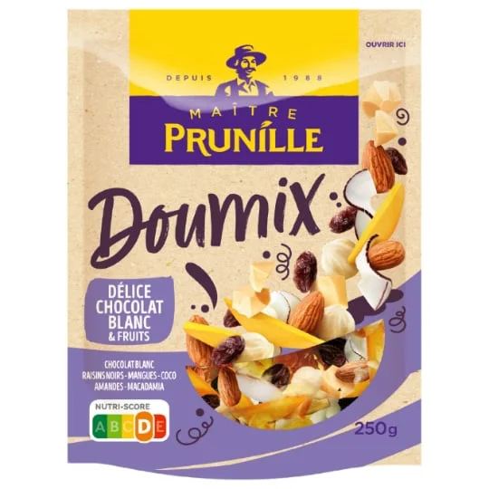 Mélange chocolat blanc et fruits secs