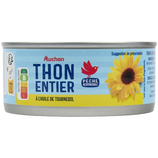 Thon entier à l'huile de tournesol