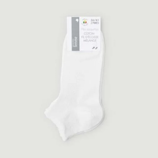 Monoprix Femme Mini Socquettes Effet Chevron Blanches T36/41