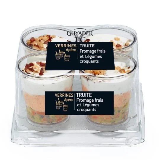 Verrines Truite fromage frais et légumes croquants
