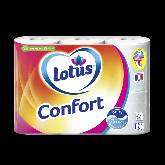 Papier Toilette Confort Blanc X6 Rouleaux