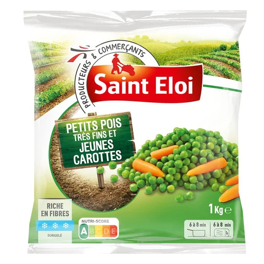 Petits pois très fins et jeunes carottes