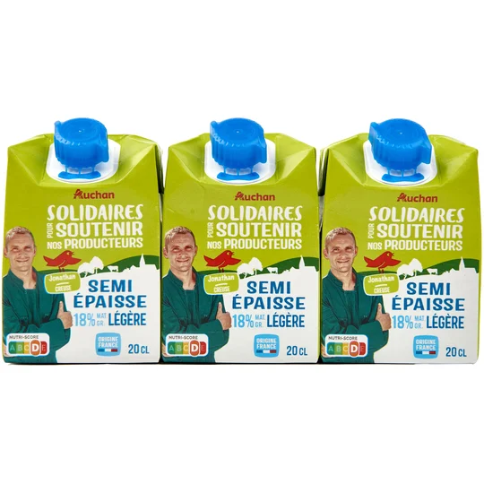 Crème semi épaisse légère 18% MG UHT