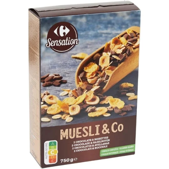 Céréales muesli 2 chocolats noisettes