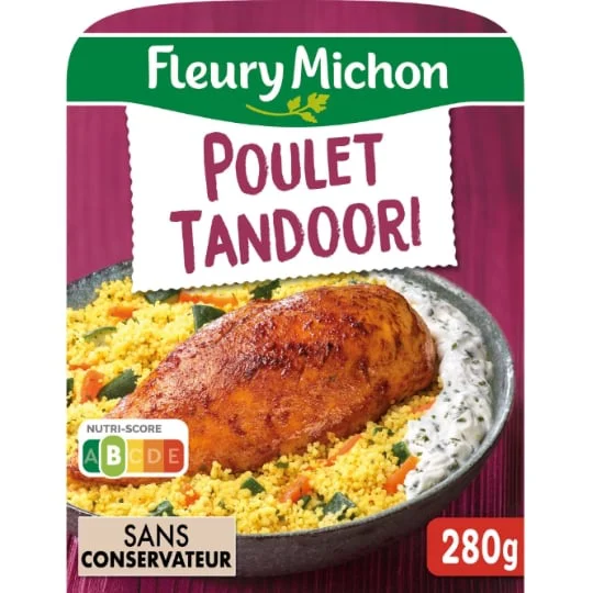 Plat cuisiné poulet tandoori semoule aux petits légumes