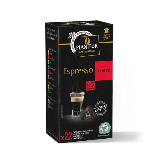 Capsules de café compatibles Nespresso moulu Espresso Forte n°5