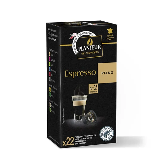 Capsules de café compatibles Nespresso moulu Espresso Piano n°2