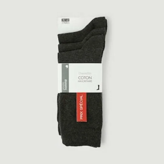 Lot De 3 Paires De Chaussettes En Jersey Anthracite T43/46