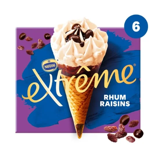 Glace Cône rhum raisins
