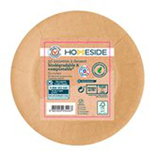 Assiettes plates kraft 18cm - x50