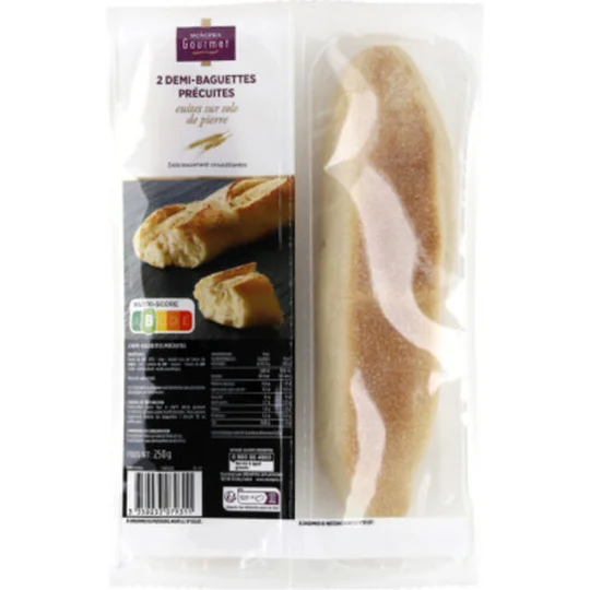Demi-baguettes précuites cuites sur sole de pierre