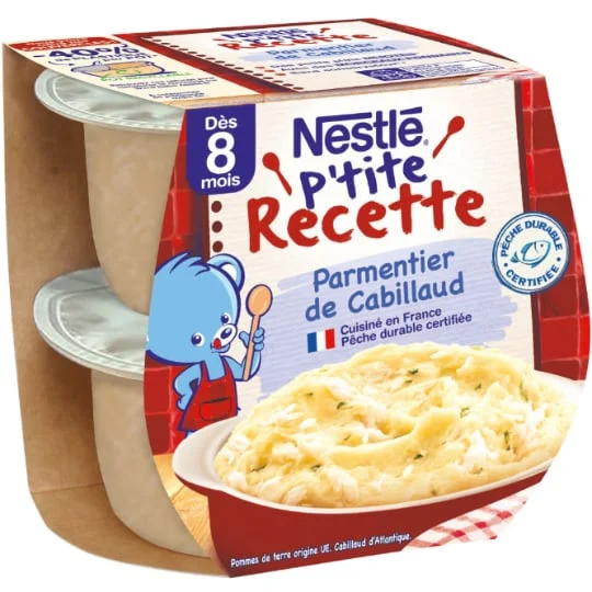 Plat bébé bébé dés 8 mois parmentier de cabillaud