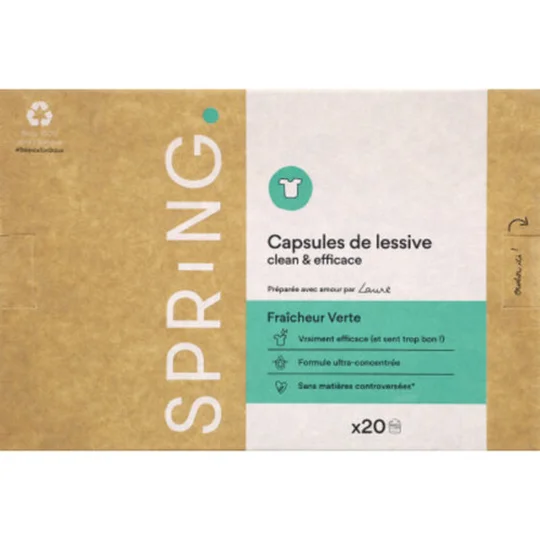 Lessive boite 20 capsules fraicheur verte spring