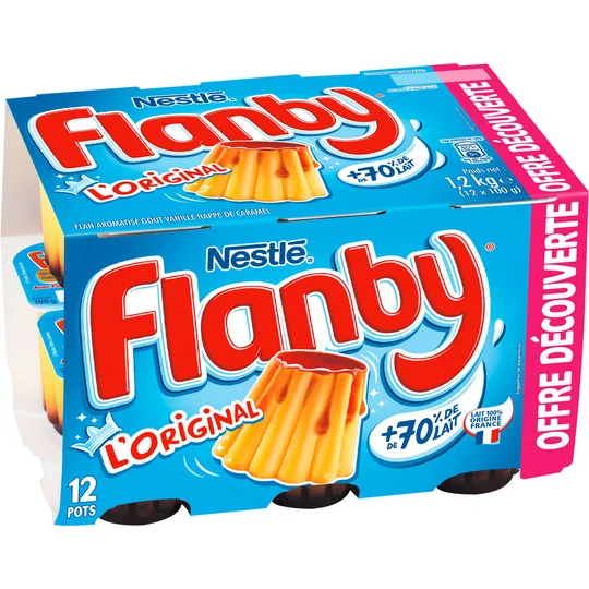 Flan aromatisé à la vanille nappage caramel