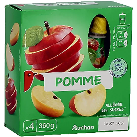 Gourdes pomme nature allégé en sucres sans conservateur