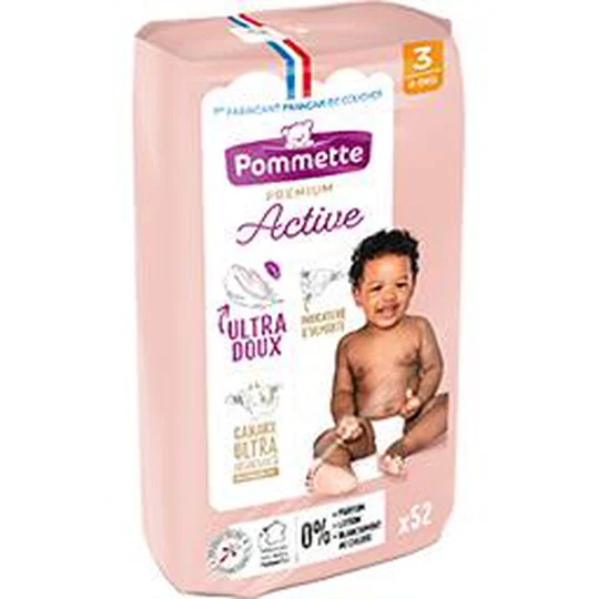 Couches Premium Active, taille 3 : 4-9 kg