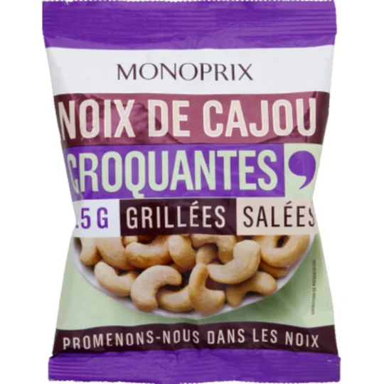 Noix de cajou croquantes grillées et salées