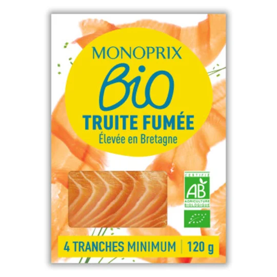 Truite fumée salée au sel sec, fumée au bois de hêtre bio