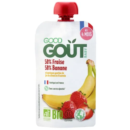Purée de fruits à boire bébé dès 4 mois fraise banane sans sucres ajoutés Bio