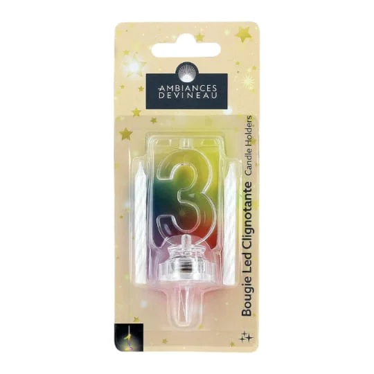 Bougie LED Clignotante N°3 et 4 bougies blanches