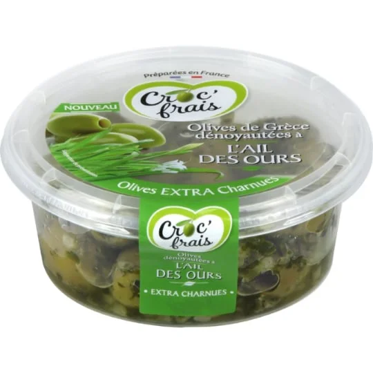 Olives vertes dénoyautées à l'ail des ours