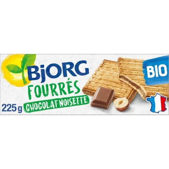 Biscuits fourrés chocolat lait noisettes bio