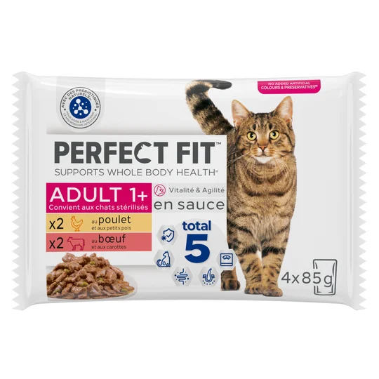 Pâtée pour chat stérilisé poulet et boeuf en sauce