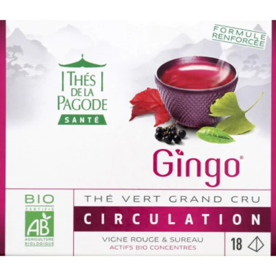 Thés de la Pagode Santé Thé Vert Gingo Circulation