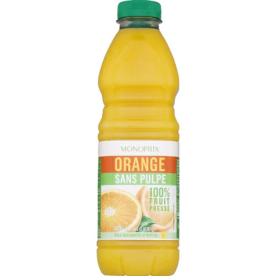 Jus orange sans pulpe 100% fruit pressé