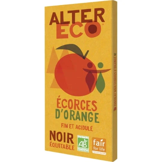 Chocolat bio noir écorces d'orange