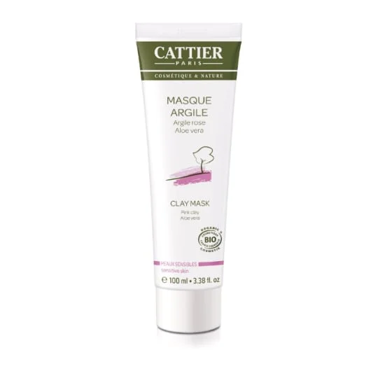 Masque visage argile rose à l'aloé vera pour peaux sensibles bio